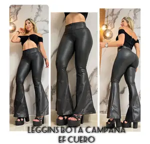 LEGGINGS DE CUERO BOTA CAMPANA, CIERRE