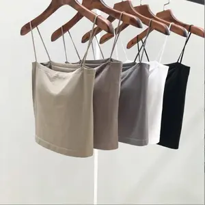 Summer 1806 Solid Color Women's Camisole with Beautiful Back Design, Wearable as an Outer Layer, with Built-in Chest Pads, Wrap-around Top