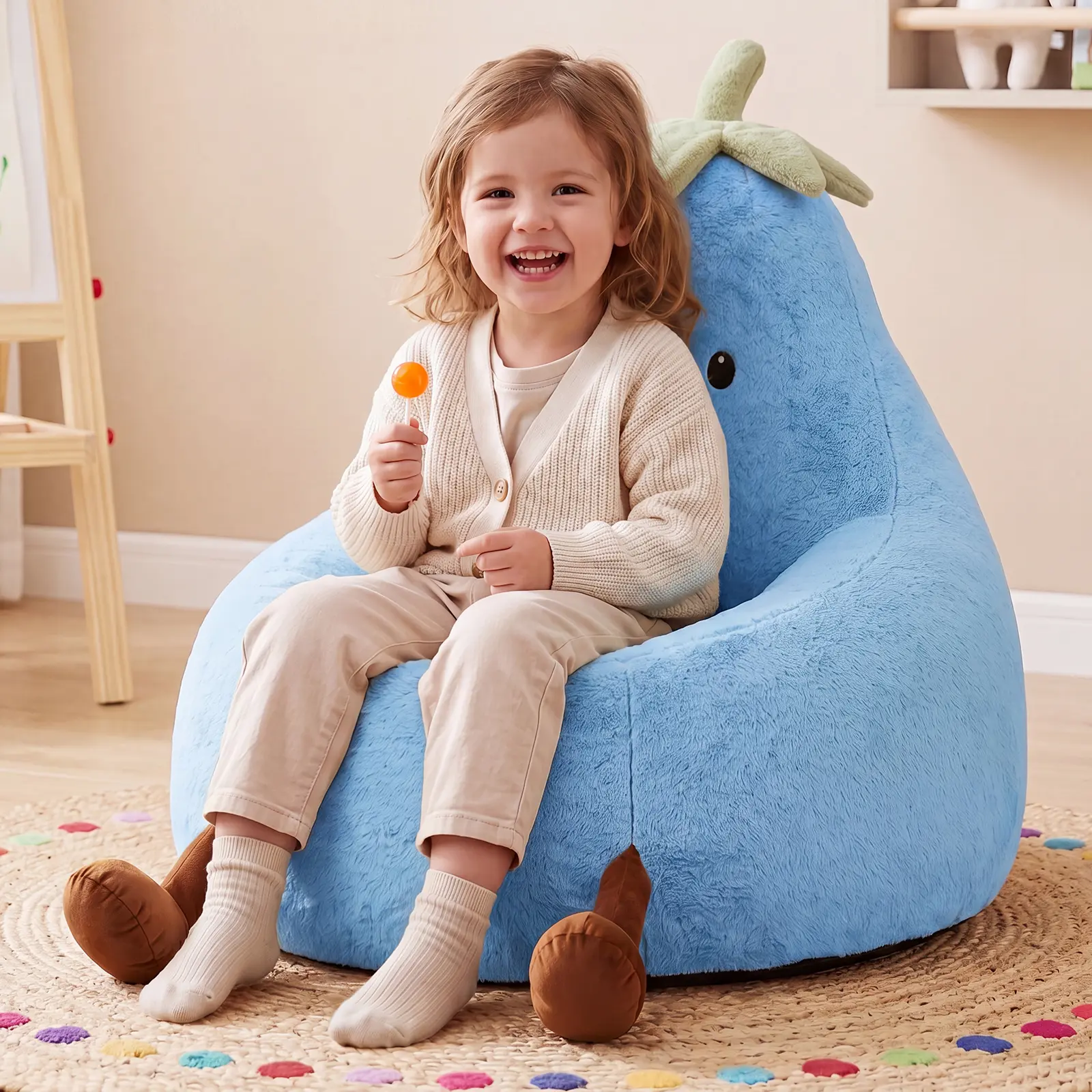 Sweetcrispy 31" 24'' Bean Bag Chair for Kids, Memory Foam Filled Bean Bag for Teens & Kids, Ultra Soft Fabric Bean Bag Chairs for Playroom, Living Room, Bedroom