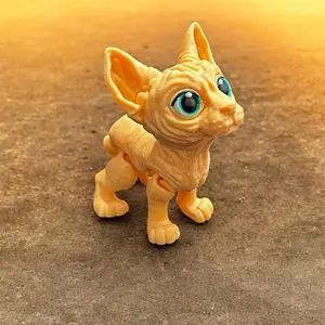 Hairless sphinx cat kitty flexi articulated 3D printed figure statue decoration