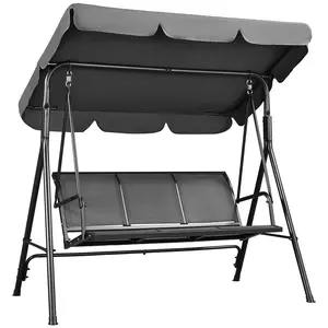 Costoffs 3-Seat Outdoor Glider Patio Swing Chair - Patio Porch Swing Seat, Weather-Resistant Outdoor Furniture, Adjustable Canopy, Breathable Texteline Fabric, Glider Patio Swings