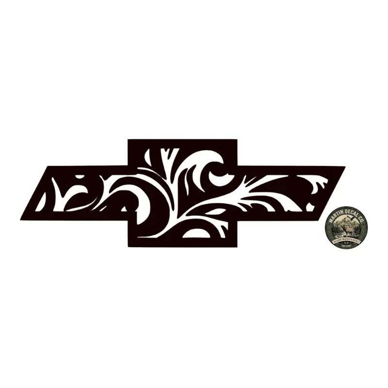 Tooled Pattern Leather Chevy Car Sticker - Bold Chevy Touch, Dripped Look, Stylish Durable Easy Apply Universal Exterior Car Window Sticker for Vehicle Decoration & Personalization