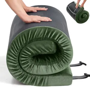 Teler Certipur-Us 3" Memory Foam Camping Mattress Pad, Portable Foam Sleeping Pad for Camping, Roll up Sleeping Mat for Adults , Car, Tent SUV Cot Mattress,Green