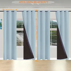 4pcs Blackout Curtains, 99.9% Light Blocking, Width 33.5 Inches, Length 45-96 Inches, Ideal for Bedroom Insulation & Privacy Protection, Blackout Window Cover