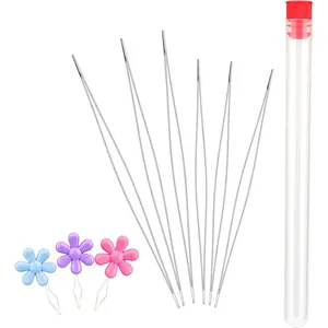 6 count Beading , 2 Sizes Collapsible Eye  for Beading with  Bottle and 3 count Bead  Threader for  Making (4.52inch+5.03inch)