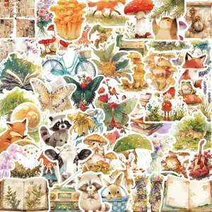 Fantasy Animal Pattern Sticker, 50pcs/set Cute Cartoon Sticker, Decorative Sticker, Diary Sticker for DIY Scrapbooking, Journaling, Gift Wrapping