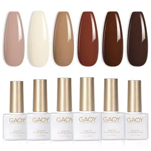 GAOY Chocolate Cake Nude Brown Fall Gel Nail Polish Set, 6 Colors White Beige Dark Tan Taupe Soak Off UV Light Cure Gel Polish Kit for Salon and Nail Art DIY at Home
