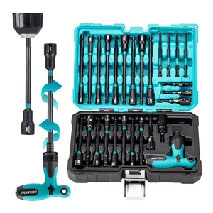 LIBRATON 27PCS Magnetic Nut Driver Set with Ratcheting T Handle, Nut Driver Set for Impact Drill, Metric & SAE Long Socket Set, Drill Bits, Socket Adapters, Wing Nut Driver, Quick-release Bit Holder