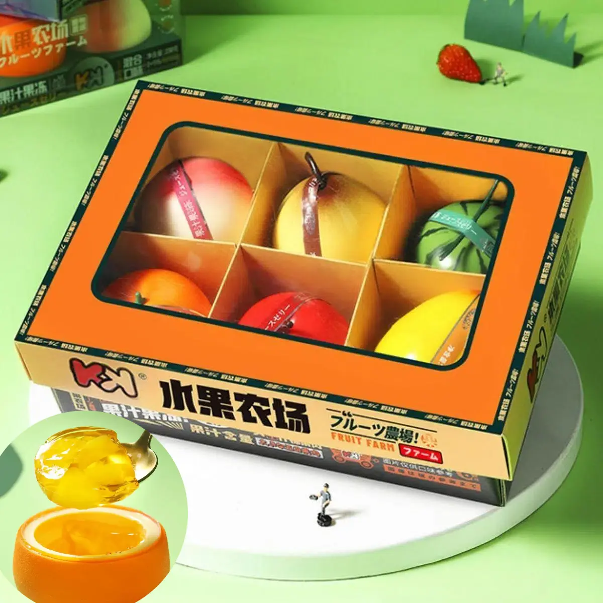 YO MAN Fruit Farm Juice Jelly 660g - Stunning Peach Mango Orange Watermelon Pear Shapes Pure Fruit Flavor Q-Bouncy Texture Zero Fat Guilt-Free Dessert Snack Healthy Treat Picnic, Date shown is MFG date, not EXP