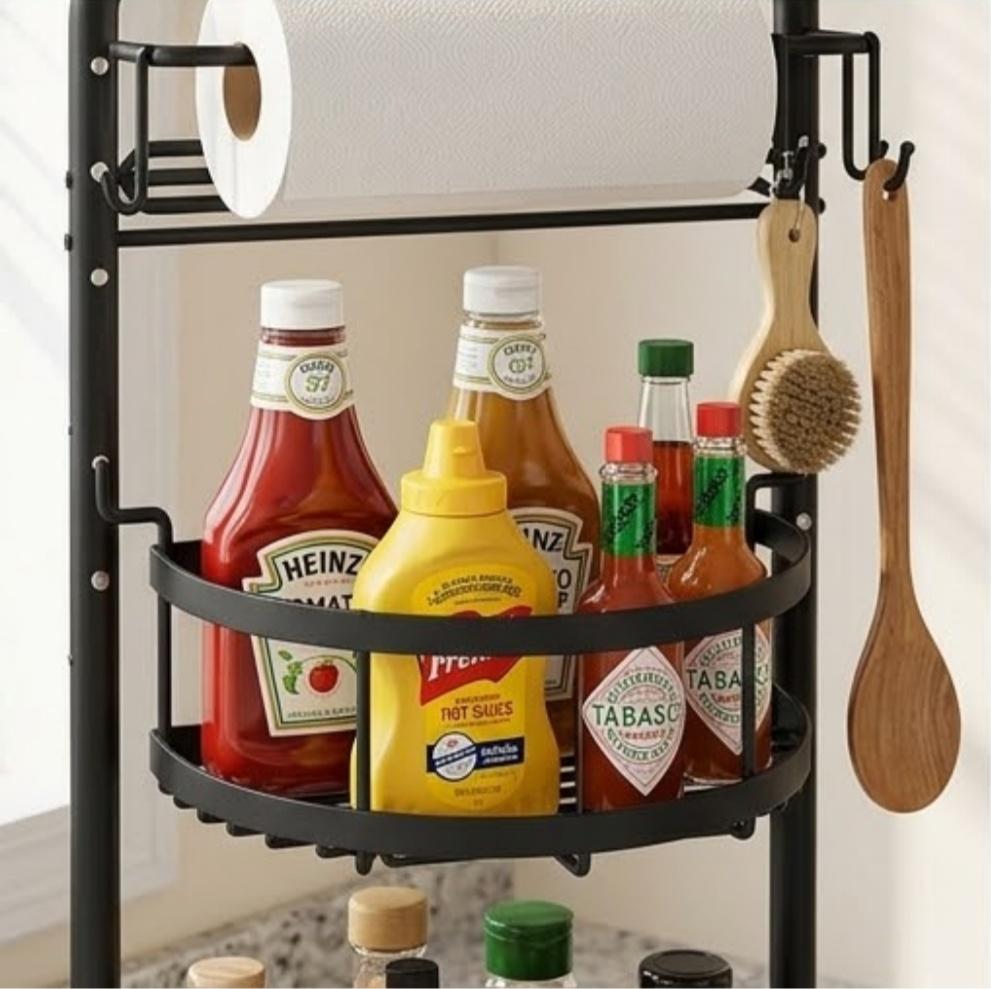 2-Tier Metal Lazy Susan Turntable - 360-Degree Rotatable Kitchen Organizer with Paper Towel Holder, Spice Jar, Condiment & Dish Drying Storage Rack for Countertops/Cabinets,space-saving organize,countertop storage 2-Tier Metal Lazy Susan Turntable - 360-Degree Rotatable Kitchen Organizer with Paper Towel Holder, Spice Jar, Condiment & Dish Drying Storage Rack for Countertops/Cabinets,space-saving organize,countertop storage