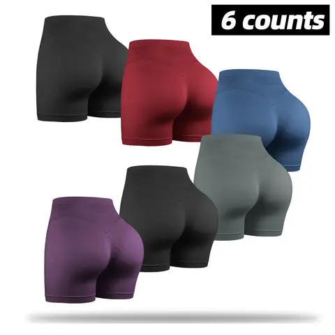CHRLEISURE 3/6Pack  High Waisted Biker Seamless Shorts for Women Fitness Lightweighted Workout Running Yoga Gym Shorts Womenswear Bottom