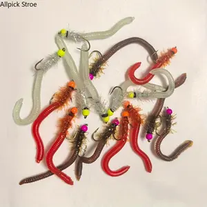 7-Pack UV Bead-Head Curling Worms, Realistic Snail-Tailed Soft Baits, Effective Fishing Lures for Trout & Steelhead, Bass