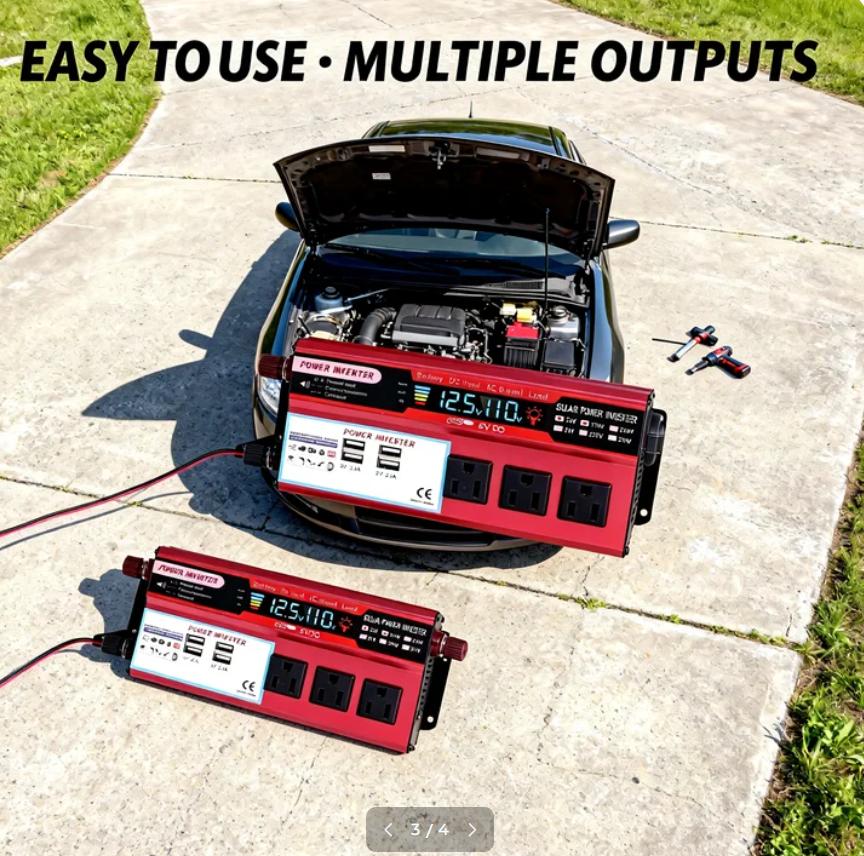 Heavy-Duty 5000W Peak Car Inverter - For Car, RV, Boat & More