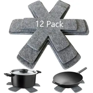 Pot and Pan Protectors Set of 12, 3 Different Size Larger & Thicker Pan Protectors for Stacking and Protecting Your Cookware
