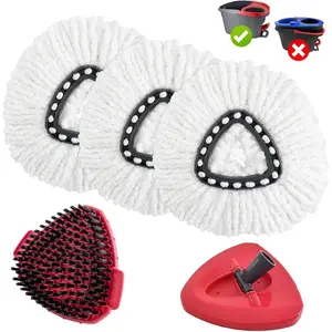 Mop Heads Replacements for O Ceda,Mop Replace Head for Oceda Easywring 1 Tank,Include 3 Spin Mop Head 1 Scrub Brush and 1 Mop Base Deep & Machine Washable