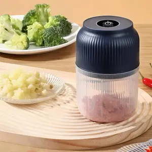 Electric Garlic Chopper with 4 Sharp Blades Portable Veggie Chopper 300ML Capacity Cordless Food Processor for Ginger Chili Fruit Meat Spices Beans-YY