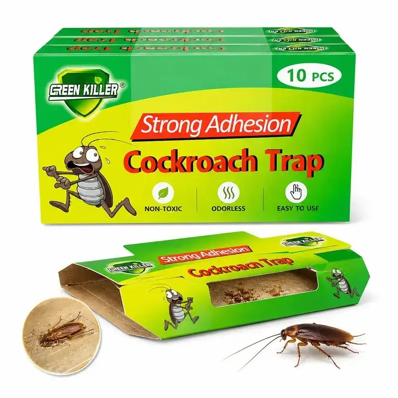 10-Pack Strong Sticky Cockroach Traps - Non-Toxic, Odorless, Compact, Portable, Pet & Child Safe, for Indoor Pest Control, Portable Indoor Insect Control, Household Use