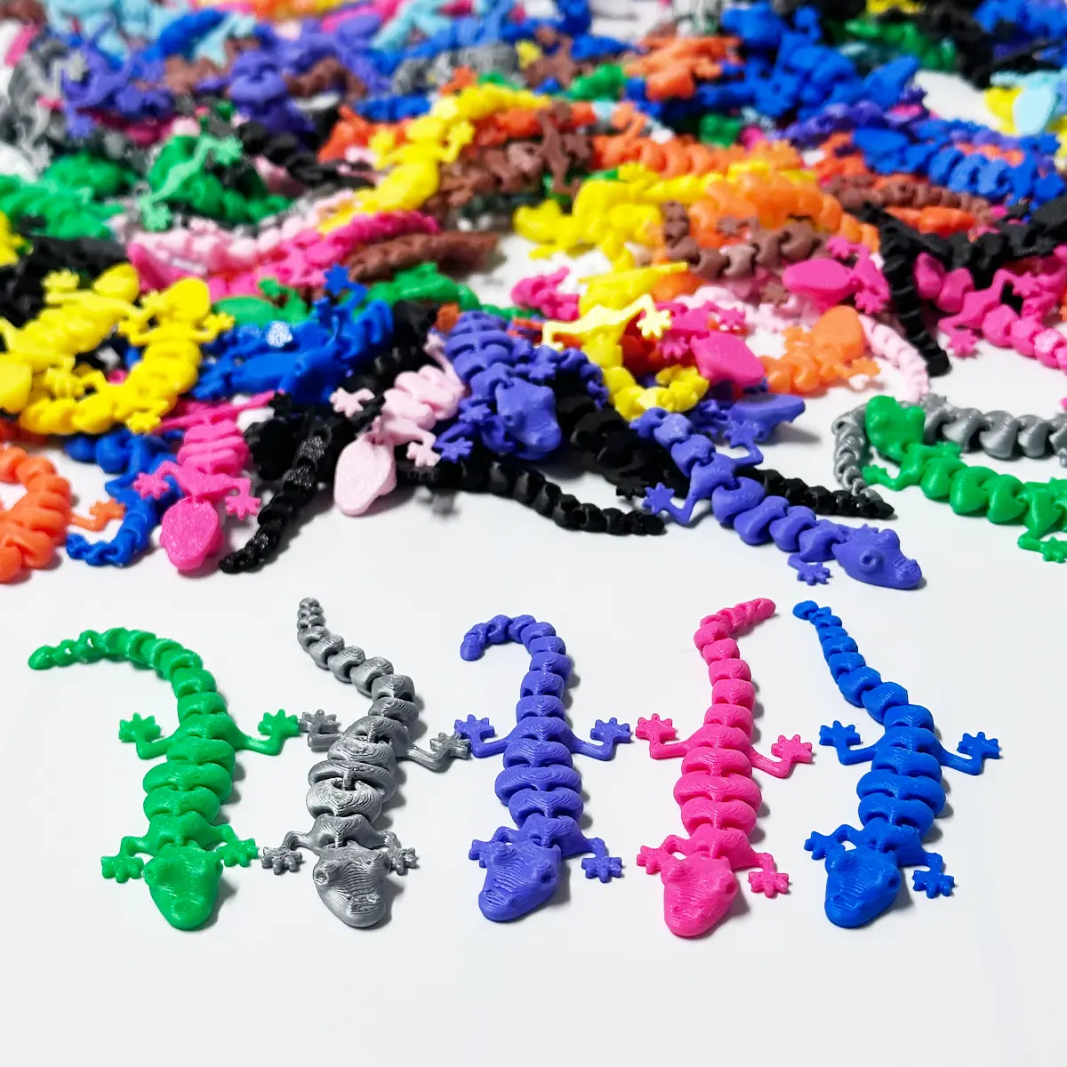 3D-Printed Gecko Figurines Ornaments, 50/20-Piece Nature Set, Vibrant Lizard Designs, Christmas/Easter Themed Fantasy Decor, Suitable for Home & Aquarium Use