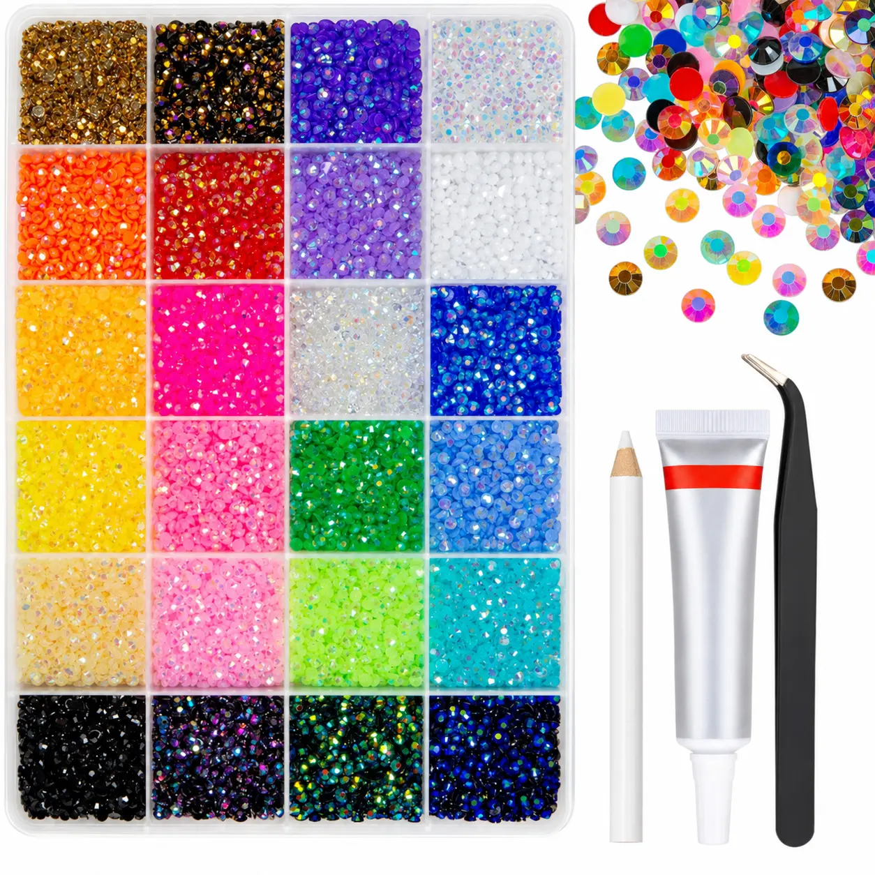 24 Color 13800pcs 3mm Jelly Resin Rhinestones for Bedazzling Crafting Flatback Stones Colorful AB Gems for Nails Eyes Face Makeup Tum-blers Bottles DIY Crafts Clothes Shoes Phones