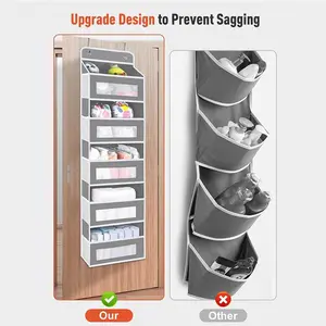 Over The Door Organizer Storage - Anti-Sag Reinforcement with Mesh Window - No Drilling - Large Capacity Multi-Layer - Waterproof Fabric - Versatile for Home Use