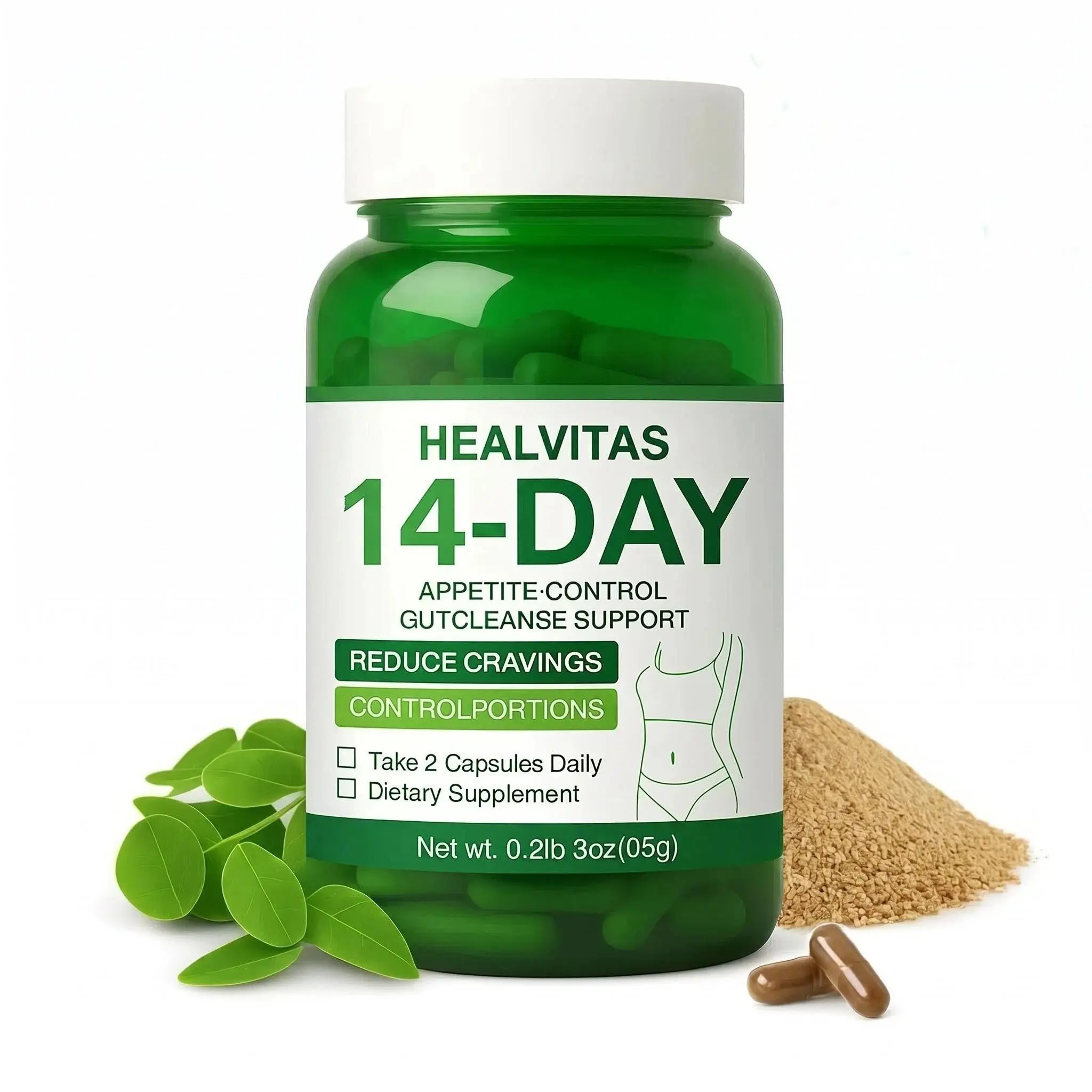 HealVitas Probiotic Gut Cleanse & Digestive Support Dietary Capsules, Natural Healthy Cravings Helper, Daily Wellness Portion Control Supplement, Gut Balance Probiotic & Prebiotic Supplements, Gut Friendly Solutions