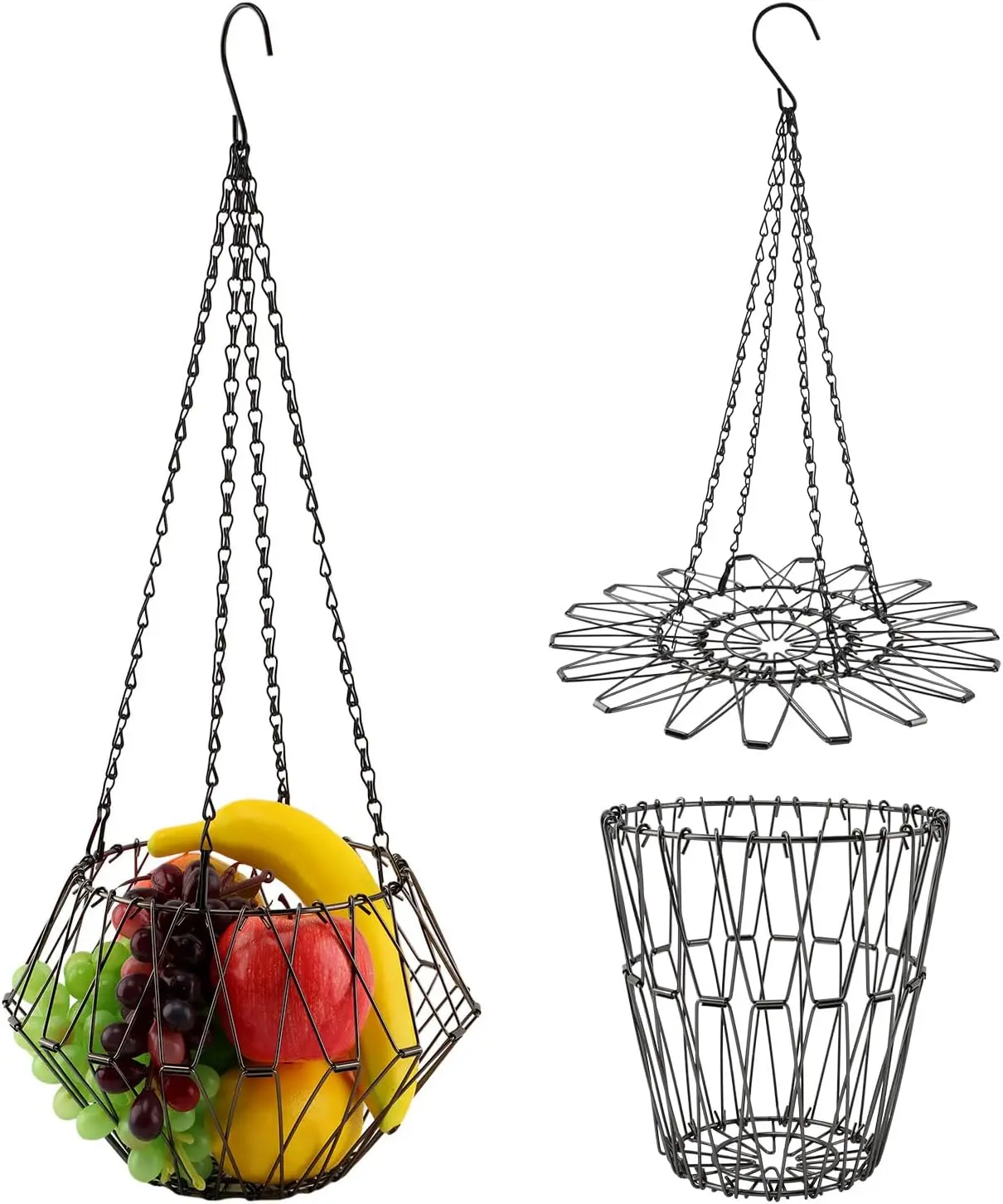 Hanging Chicken Feeder, 9.2 inches Large Poultry Vegetable Fruits Feeder Basket with 4Pcs Hanging Stainless Chain, Veggie Treat Ball for Chicken,Hens,Duck,Rabbit Coop(Size:1pc)