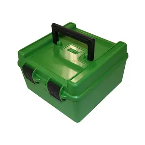 MTM Case-Gard 100 Rifle Flip-Top Deluxe Ammo Case, Handle 22-250 to 458 Win, Green