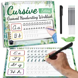 Grooved Cursive Handwriting Workbook Magic  Grooved Cursive Handwriting Practice Guided Tracing with Disappearing Ink Pens for Beginners  Learning Activities Supplies (Letters)