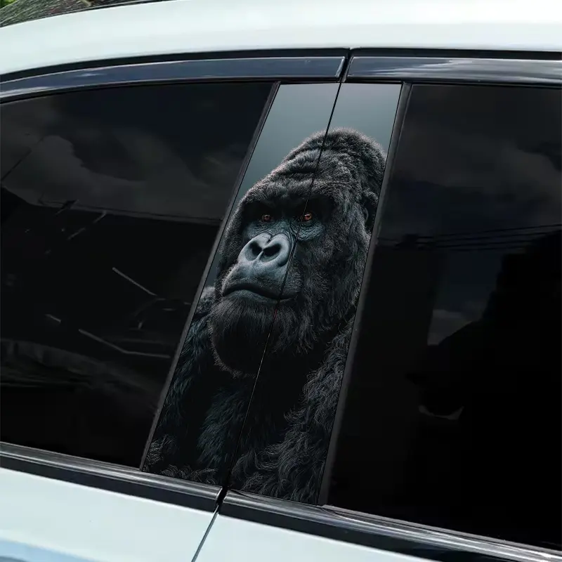 Majestic Gorilla-themed car stickers, Car decals 2-piece set - waterproof, scratch-resistant, suitable for all models - auto parts, holiday decorations, laptops