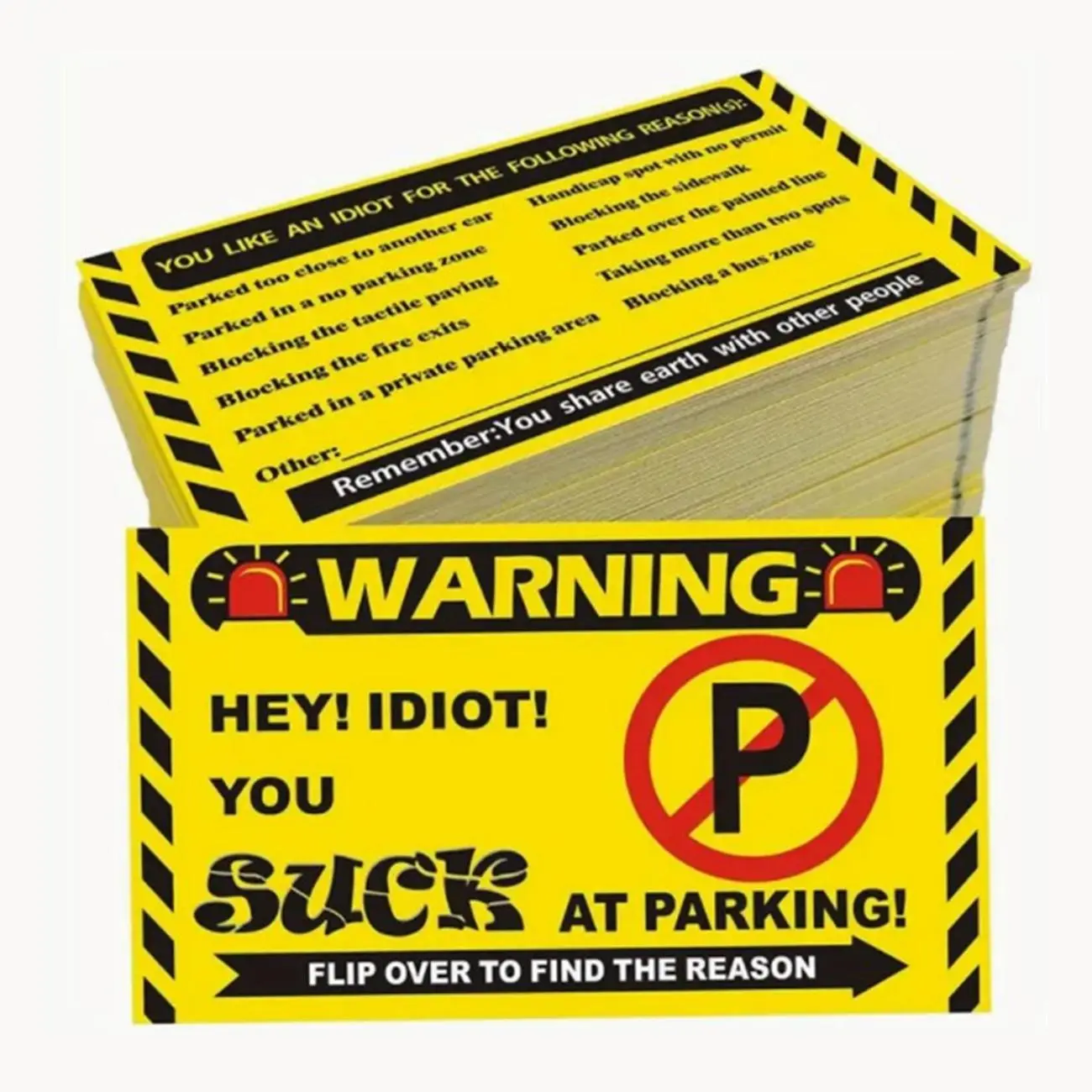 Letter Pattern Warning Parking Card, 50pcs/pack Funny Reminder Violation Parking Label Card, Parking Card for Office School Parking Lot, Funny Violation Parking Labels, Distinctive Warning Labels, Parking Reasons, Parking Decal