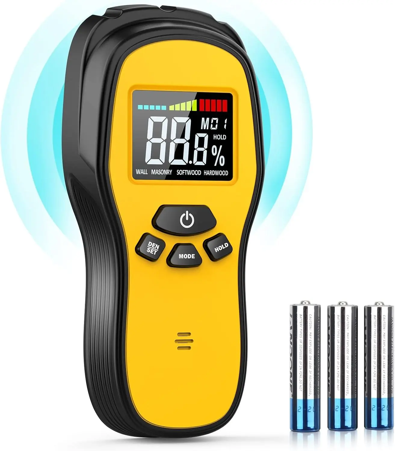 Pinless Moisture Meter, Digital Wood Moisture Meter for Lumber & Drywall | Digital Pinless Wood Moisture Detector with LCD Display for Woodworking, Lumber, Drywall, Firewood, Masonry & Concrete