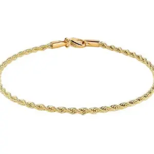 Gold Anklet for Women Braided Rope Anklet 18K Gold Plated