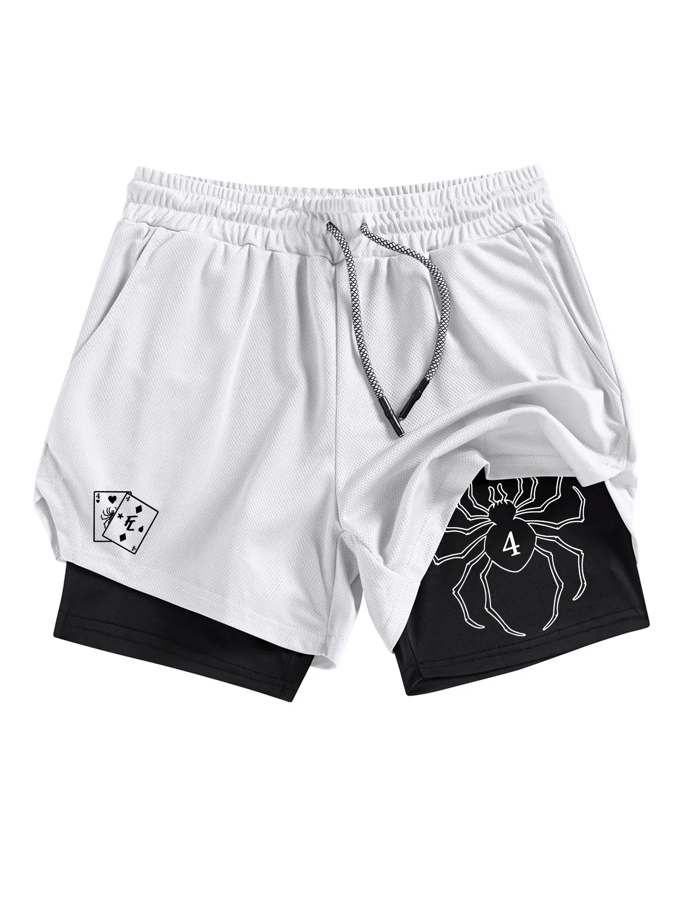 Men's Spider Print Multi-Pocket Fitted Shorts, Summer Quick-Dry Breathable Gym Running Gym Shorts, Workout Impact Shorts, Fitness Shorts, Athletic Shorts, Athletic Wear Shorts, Sporty Style, Moderate Fabric