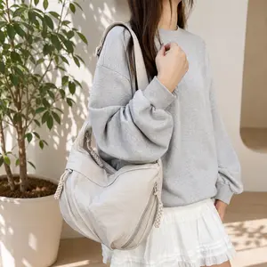 Trendy Nylon Crescent Shoulder Bag for Women | Lightweight Everyday Hobo Purse