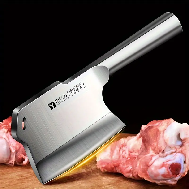 【DealsforYouDays】1PC Bone Cutting Knife, Heavy-duty Butcher Chopping Knife, Kitchen Stainless Steel Thickened Blade and Ergonomic Handle, Multifunctional Professional Cutting Tool for Home and Restaurant Use