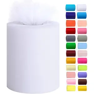 Tulle Rolls 6” by 100 Yards (300 feet) Tulle Roll Spool Fabric for DIY Tutu Skirts Wedding Baby Shower Crafts Decorations Party Supplies (White)