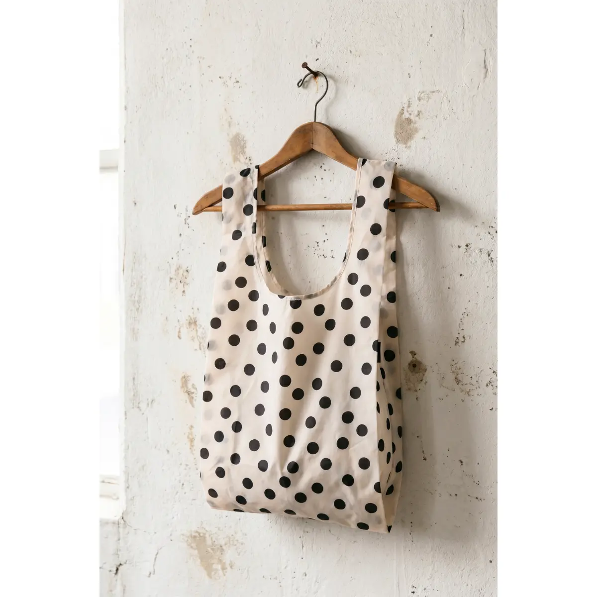 Standard Baggu - Cream and Black Polka Dot
