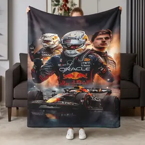 F1 Racing Theme Max Verstappen Flannel Blanket, Decorative Throw, Perfect for Car Enthusiasts, Home Decor, Christmas, Birthday, Festival Gifts