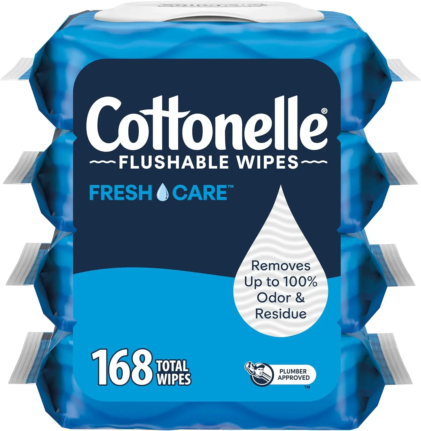 4 Flip-Top Packs Fresh Care Flushable Wet Wipes Adult Wet Wipes