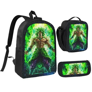 Three Piece Set yyj4 Printed Backpack Waterproof Curved Adjustable Shoulder Strap High Capacity Mesh Messenger Bag