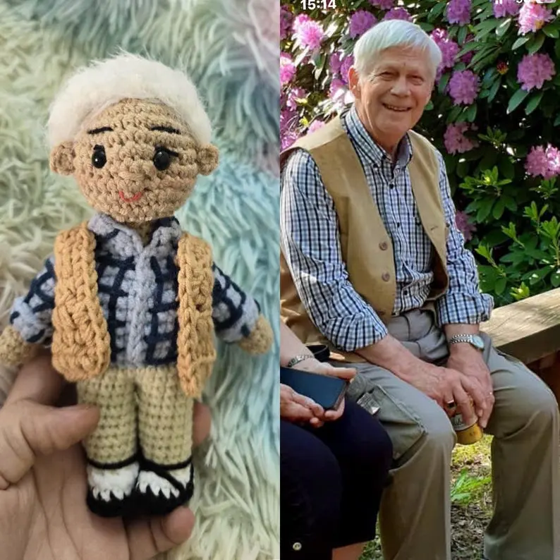 Fathers Day Gift, Look Alike Doll, Anniversary Gift, Memorial Gift Father Mother Doll, Custom Crochet Couples Doll Christmas Custom Gift