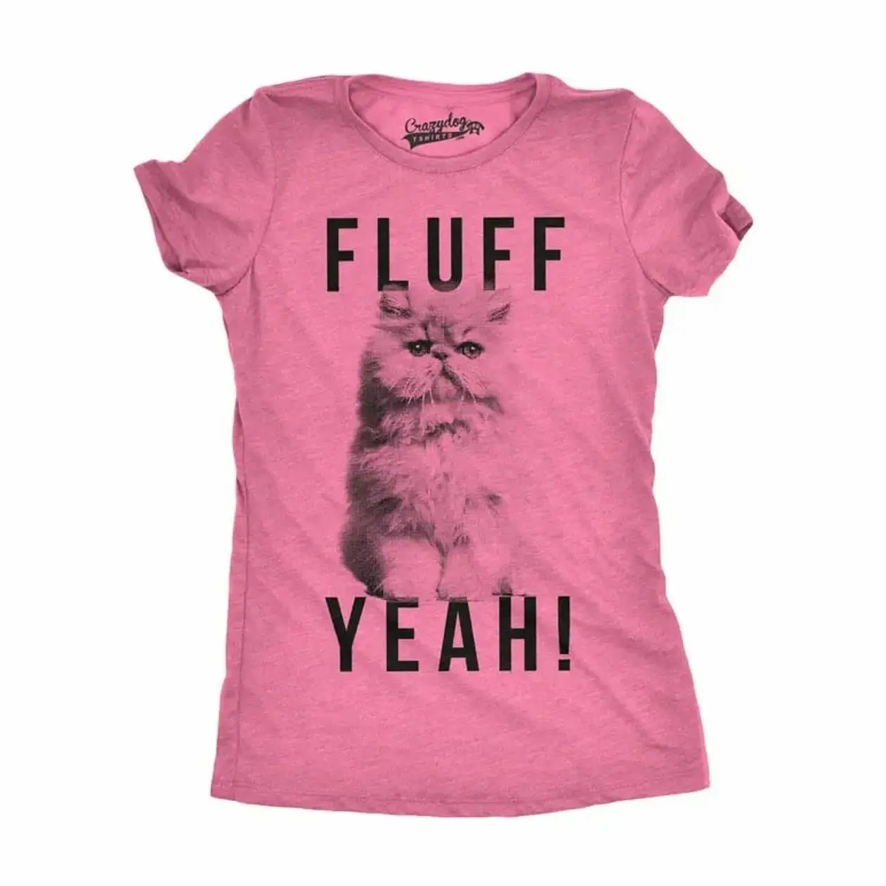 Womens Fluff Yeah T Shirt Funny Kitty Cat Animal Lover Tee for Ladies Funny Womens T Shirts Cute Vintage Fashion Casual Ladies T-Shirt Gift Cat Tops for Women Funny Animal Top Women's Novelty Tees Pink