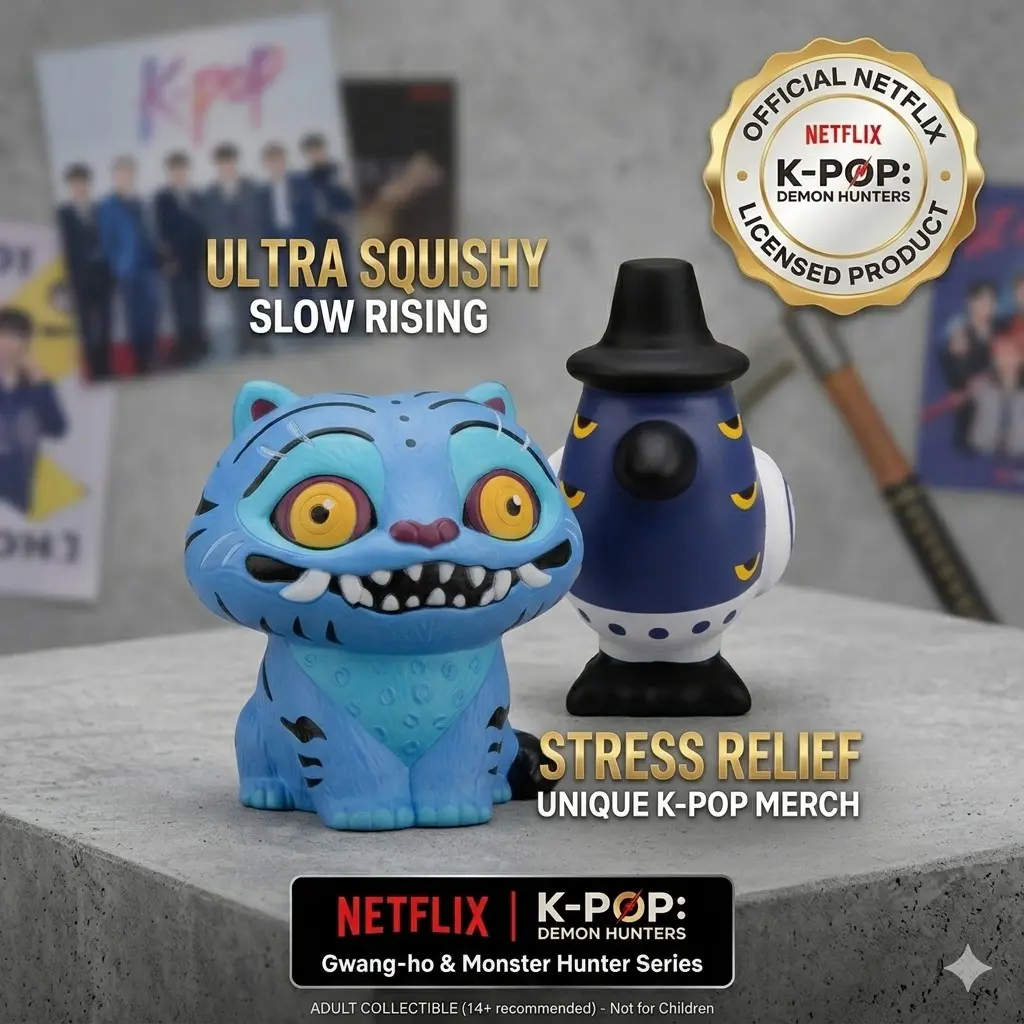 1/2PC Official Netflix K-Pop Demon Hunters Squishy, Gwang-Ho & Monster Hunter Series, character figurine, Stress Relief Toy, Desktop Ornament, Adult Collectible, Collectible Items, Figurine