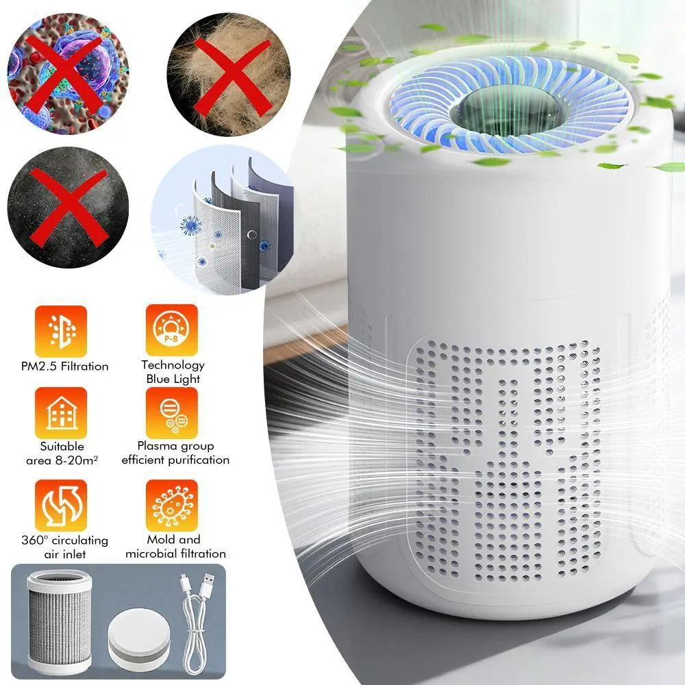 3-in-1 HEPA Air Purifier with Quality Sensor & Quiet Sleep Mode, Household Cleaner for Bedroom & Office, Removes Dust, Smoke, Pet Odors, Allergens