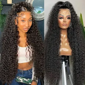 Bling Hair 36 38 Inch Deep Wave Frontal Wig Transparent 13x4 13x6 HD Lace Frontal Human Hair Wigs Curly Human Hair Wigs For Black Women