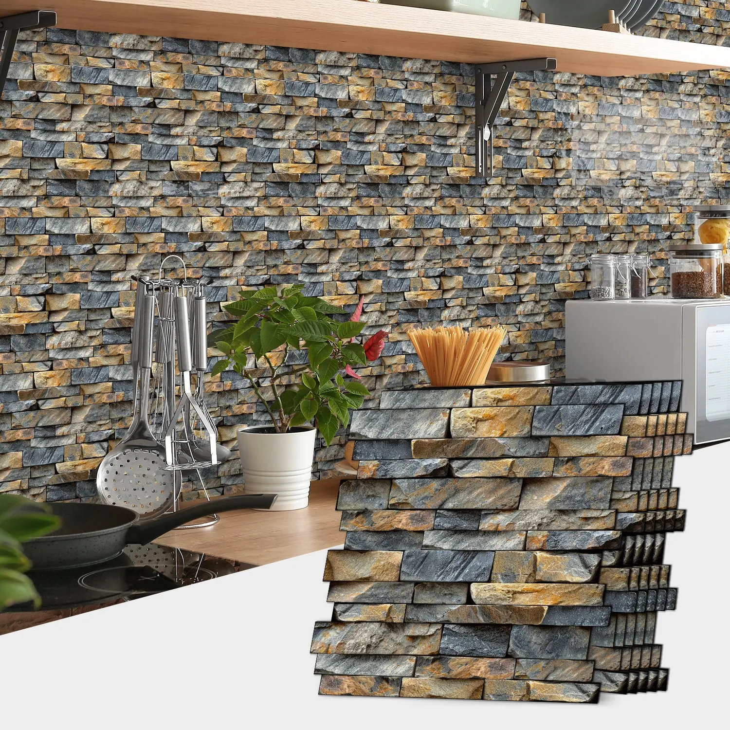 6pcs/12pcs Mosaic Irregular Marble Self-adhesive Kitchen Backsplash, Suitable for Kitchen and Bathroom Wall Decoration, 12 Inch X 12 Inch  #TOP PICKS