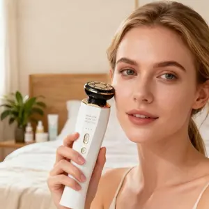 Home beauty massage introduction device, face and neck tension-reducing machine with radio frequency microcurrent and LED light therapy device for personal care appliances, firming warm-sensing facial cleansing, vibrating V-face instrument