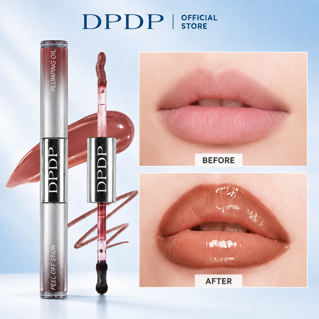 DPDP Peel-Off Lip Stain & Lip Liner Duo with Plumping Lip Oil, Long-Lasting Transfer-Resistant Stain and Hydrating High-Shine Lip Gloss