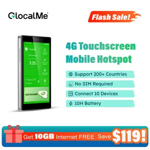 GlocalMe G4 Pro 4G LTE Mobile Hotspot with Global 1GB Data, Portable WiFi Hotspot for Travel in 200+ Countries, 5" Touch Screen Hotspot Device, No SIM Card Needed, 10 Connected Devices Wireless Outdoor