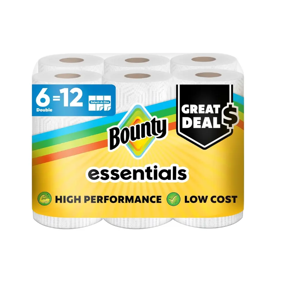 6 Double Rolls Select-A-Size Paper Towels, 108 Sheets Per Roll, White 2-Ply Kitchen & Household Cleaning Towels for Everyday Use